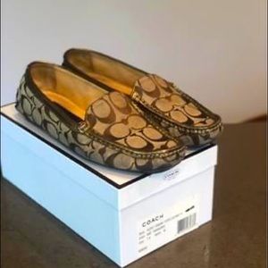 Size 7.5 M ladies Bronze Coach loafers. Only wore them a few times.